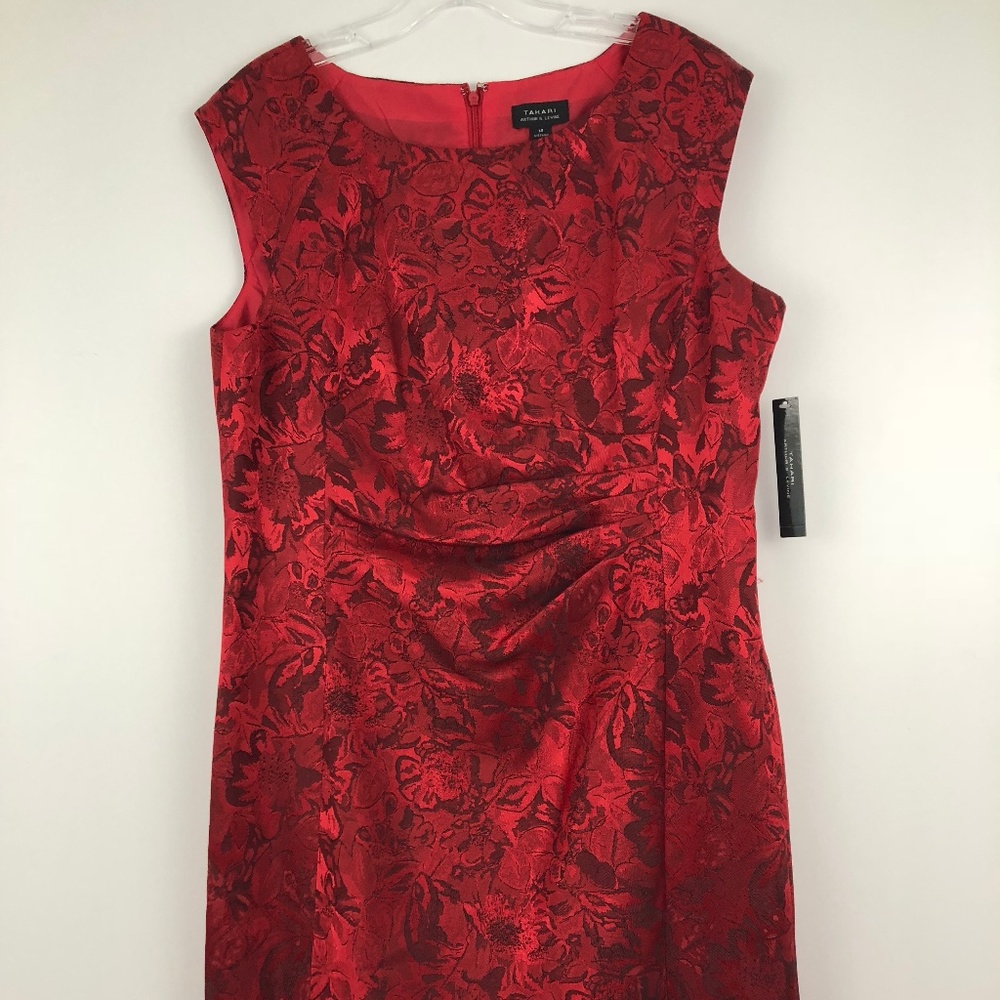 Tahari by ASL Side Ruche Jacquard Sheath Dress 14 - Picture 6 of 8